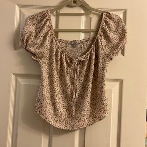 Papaya Light Pink Floral Puff Sleeve Top